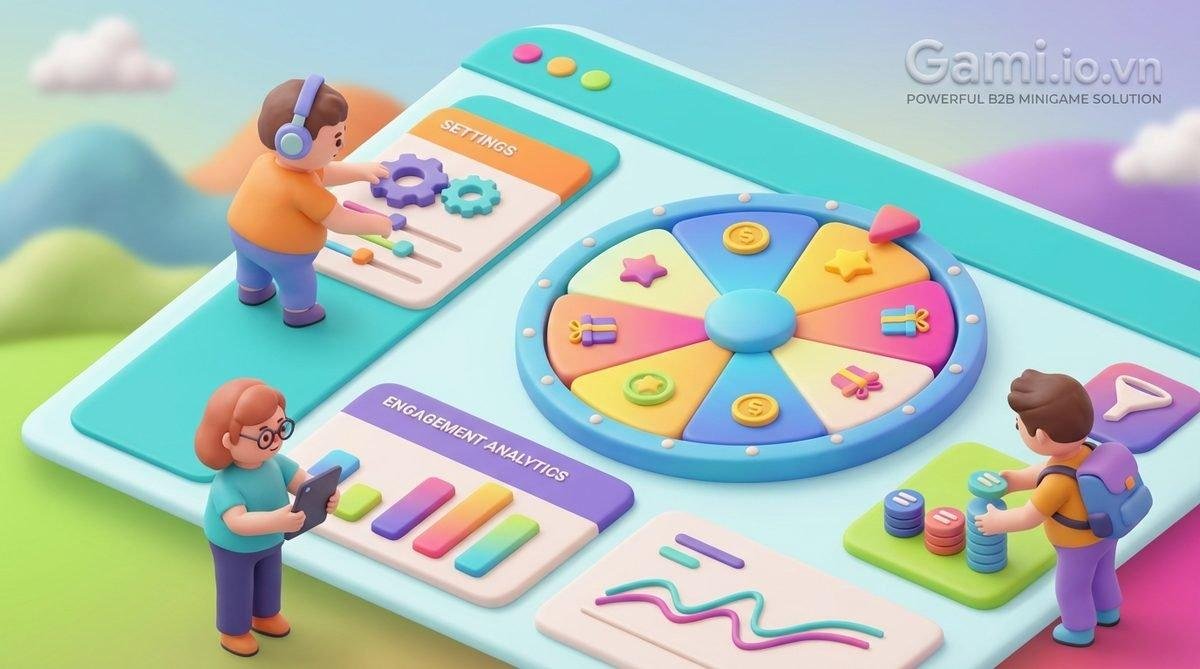 Nền tảng Gami.io.vn giúp doanh nghiệp triển khai Vòng Quay May Mắn Marketing dễ dàng.