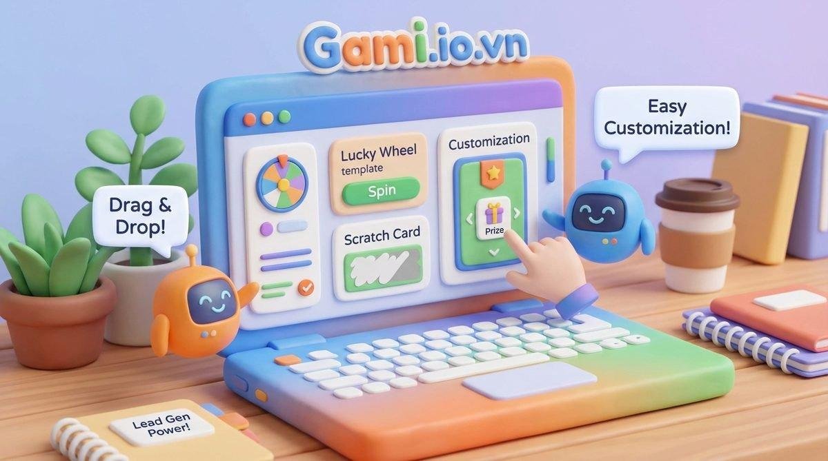 Giao diện Gami.io.vn dễ dàng thiết kế minigame tạo khách hàng tiềm năng
